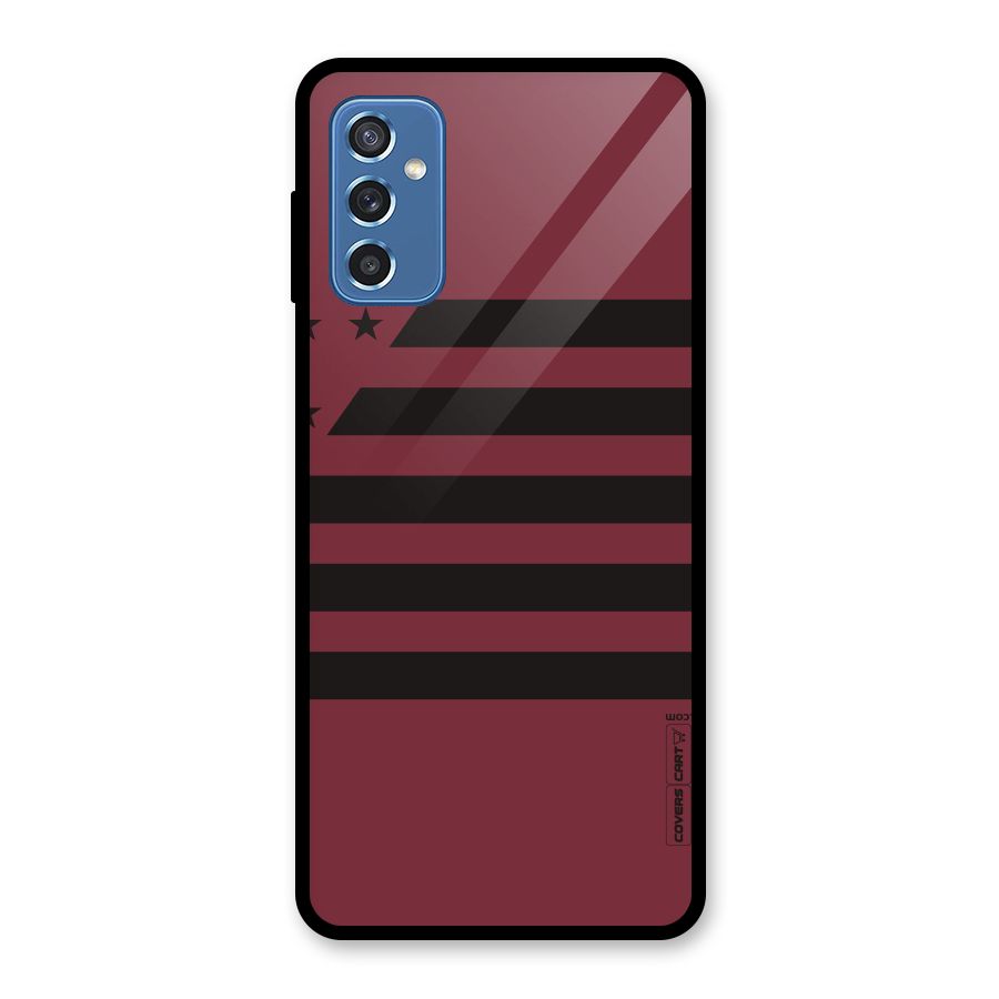 Maroon Star Striped Glass Back Case for Galaxy M52 5G