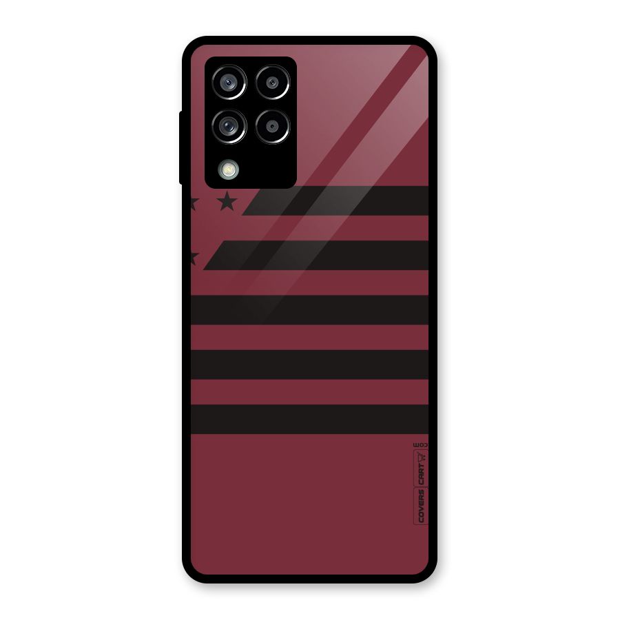 Maroon Star Striped Glass Back Case for Galaxy M53 5G