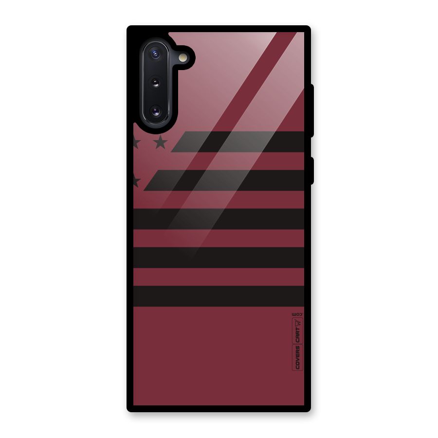 Maroon Star Striped Glass Back Case for Galaxy Note 10