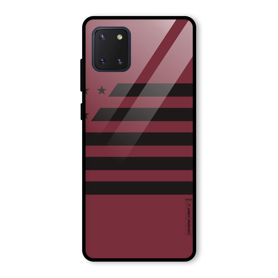 Maroon Star Striped Glass Back Case for Galaxy Note 10 Lite
