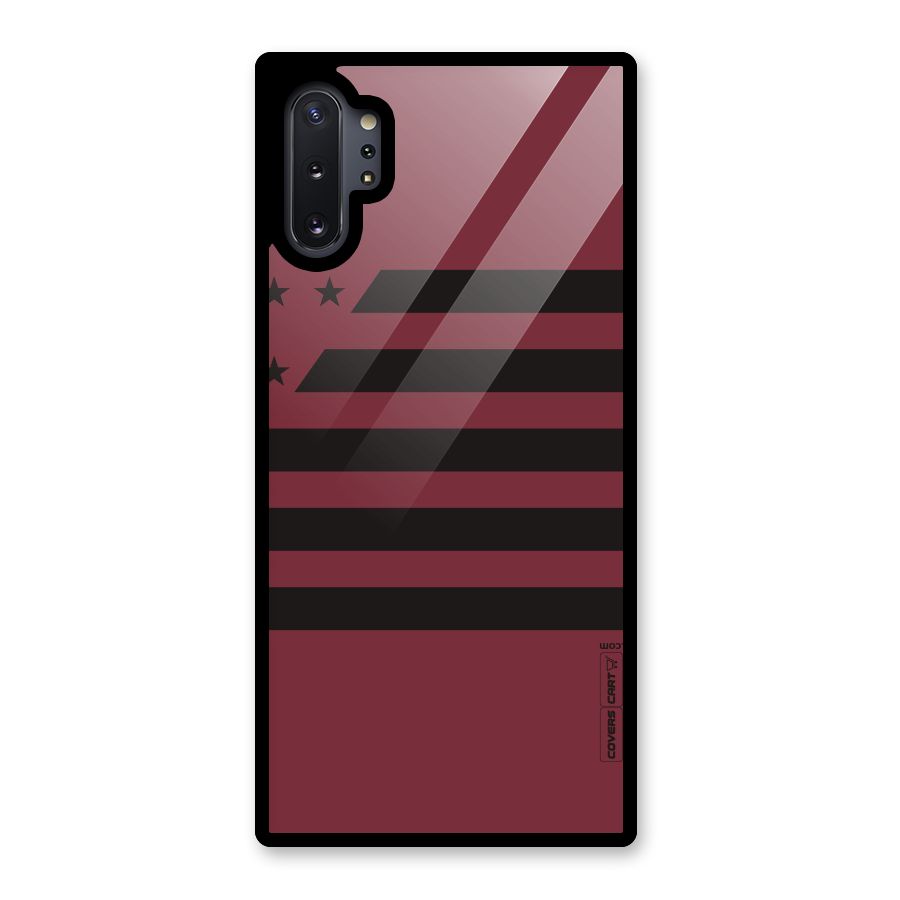 Maroon Star Striped Glass Back Case for Galaxy Note 10 Plus
