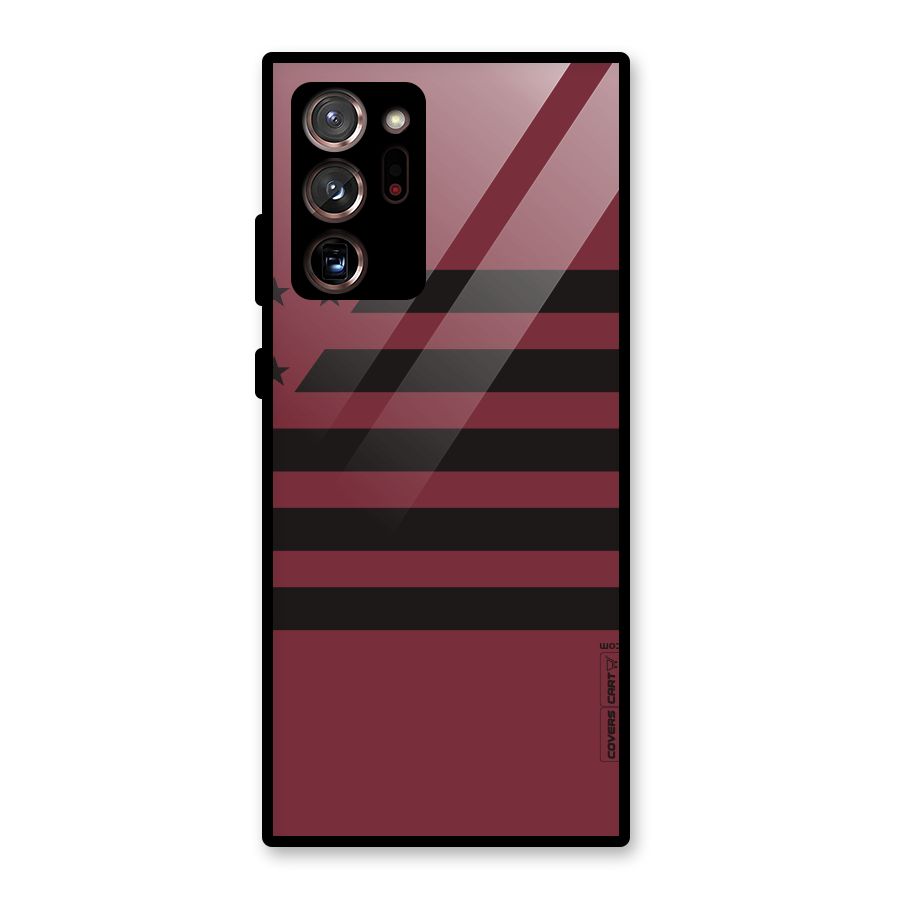 Maroon Star Striped Glass Back Case for Galaxy Note 20 Ultra