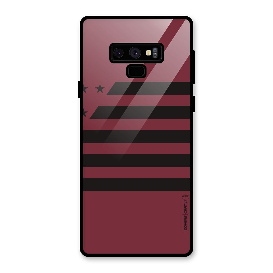 Maroon Star Striped Glass Back Case for Galaxy Note 9