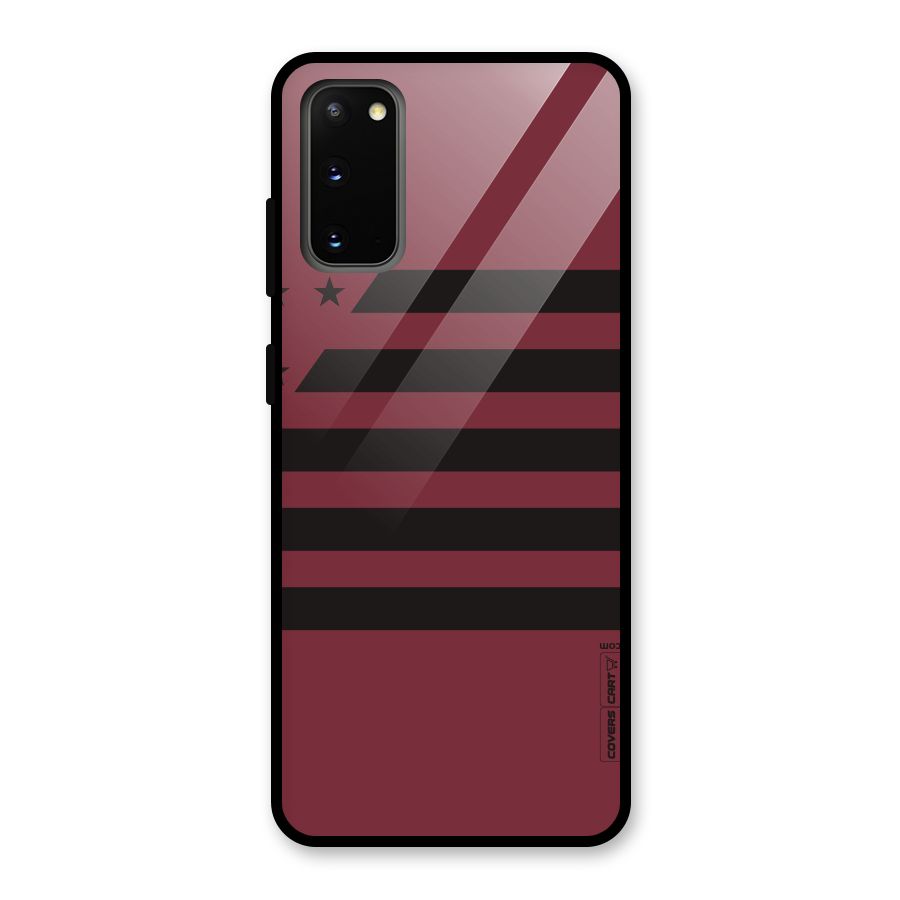 Maroon Star Striped Glass Back Case for Galaxy S20