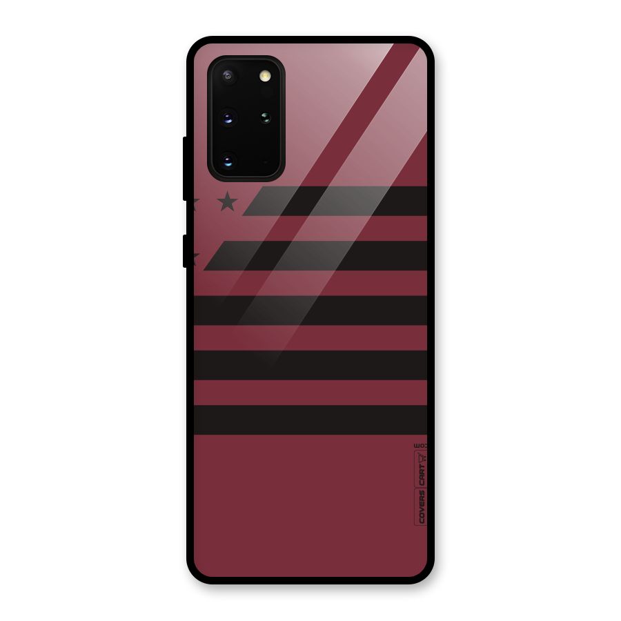 Maroon Star Striped Glass Back Case for Galaxy S20 Plus