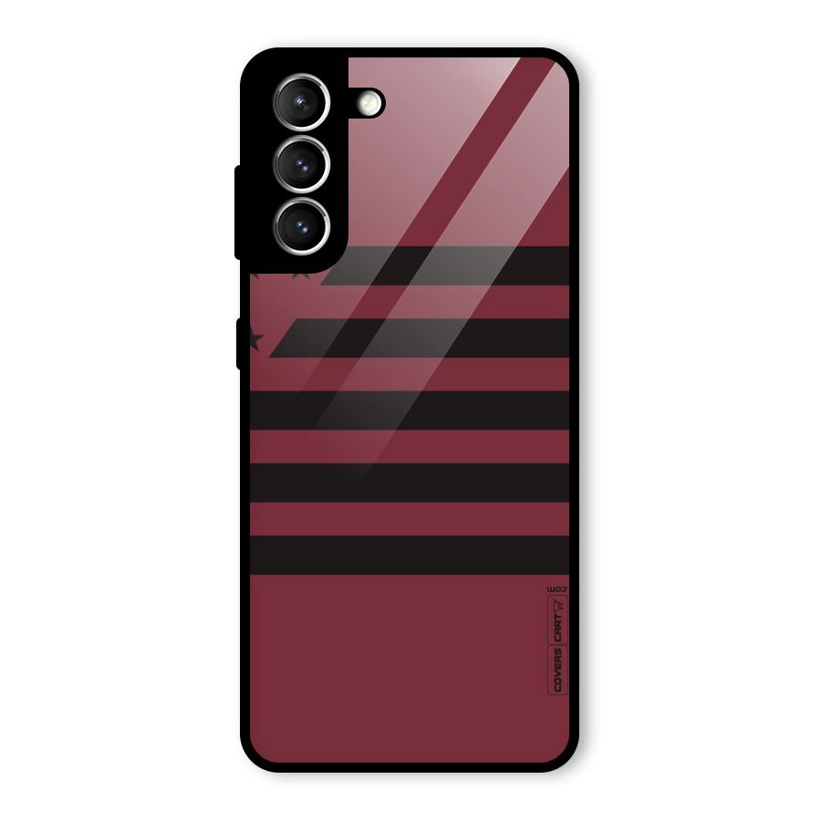 Maroon Star Striped Glass Back Case for Galaxy S21 5G