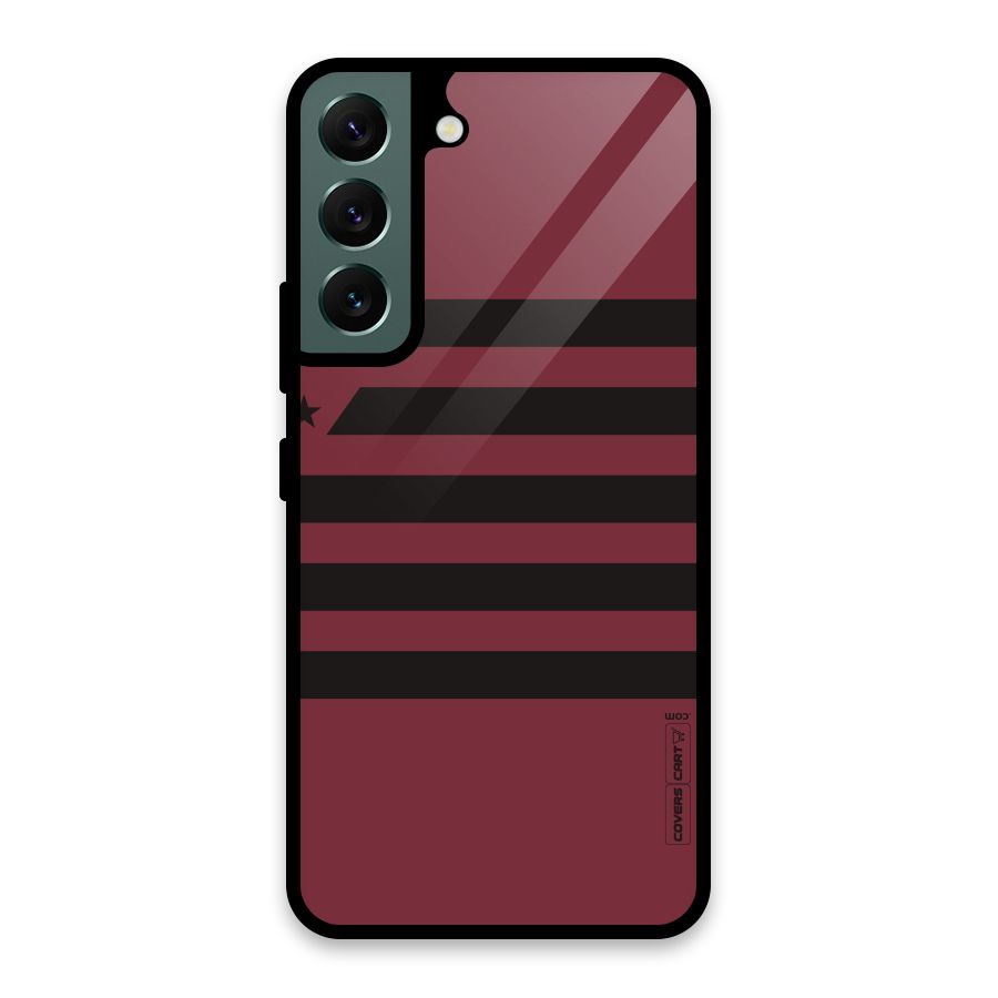 Maroon Star Striped Glass Back Case for Galaxy S22 5G