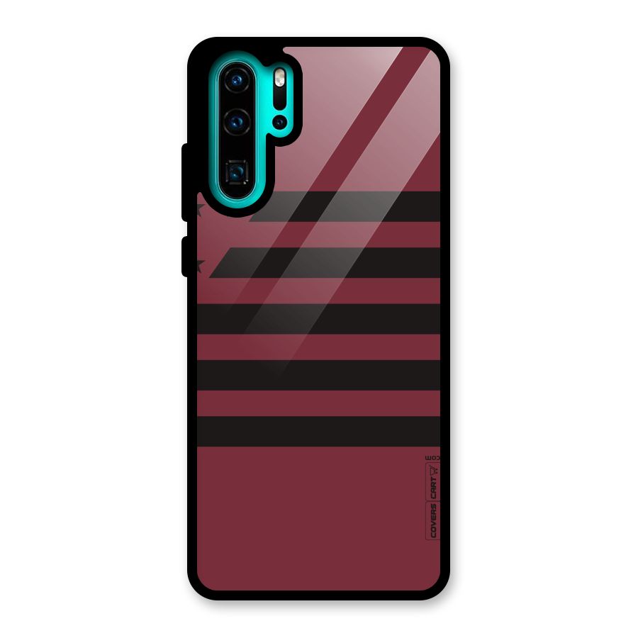 Maroon Star Striped Glass Back Case for Huawei P30 Pro