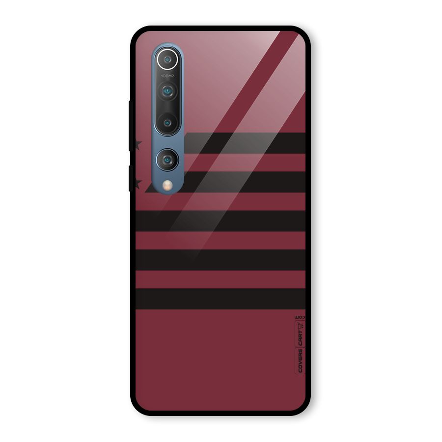 Maroon Star Striped Glass Back Case for Mi 10