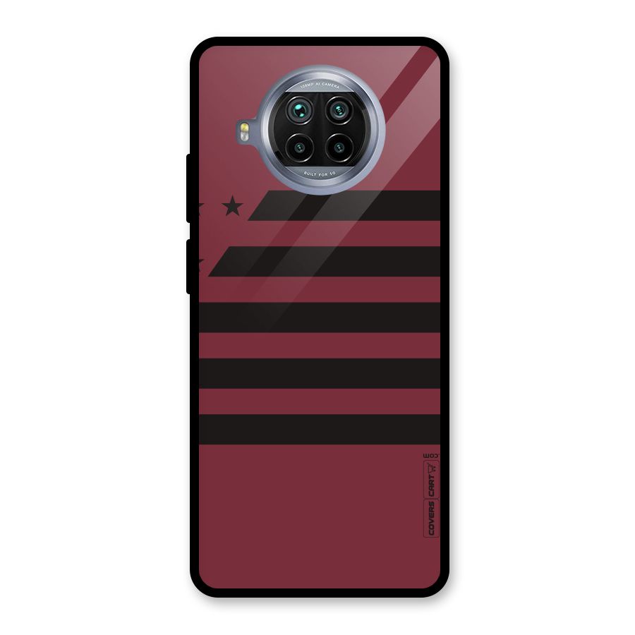 Maroon Star Striped Glass Back Case for Mi 10i