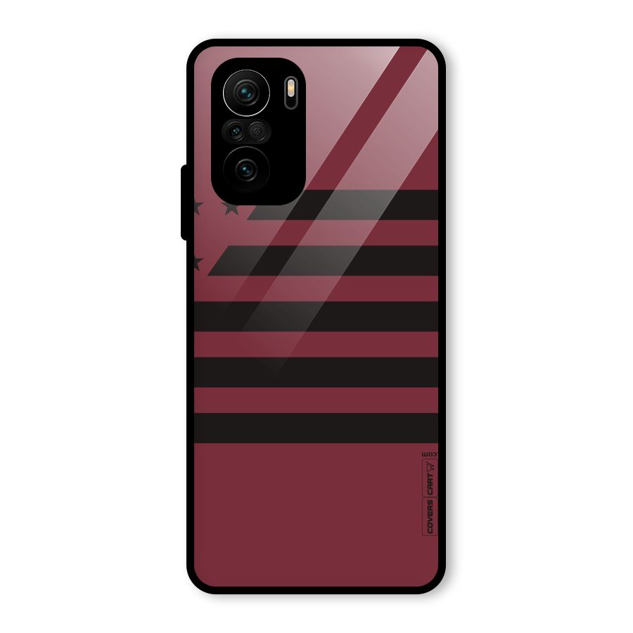 Maroon Star Striped Glass Back Case for Mi 11X Pro