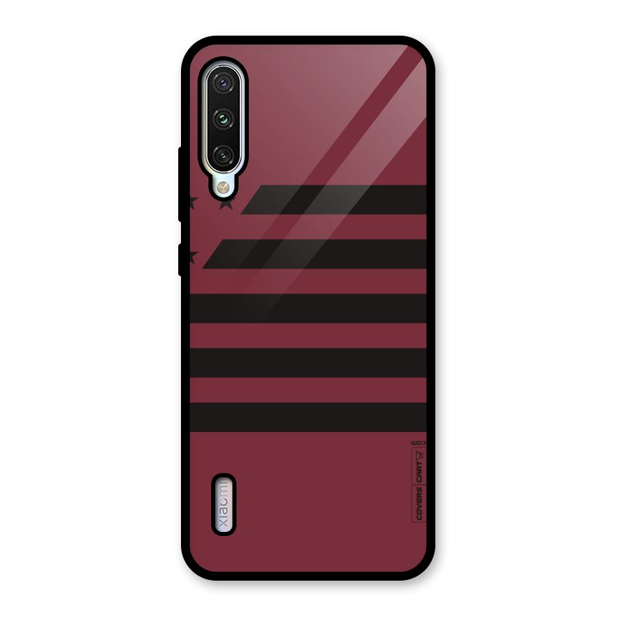 Maroon Star Striped Glass Back Case for Mi A3