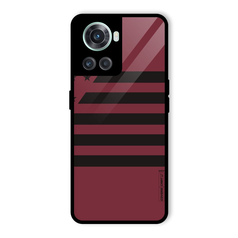 Maroon Star Striped Glass Back Case for OnePlus 10R