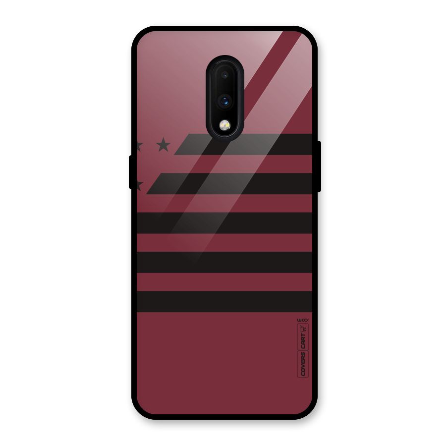 Maroon Star Striped Glass Back Case for OnePlus 7
