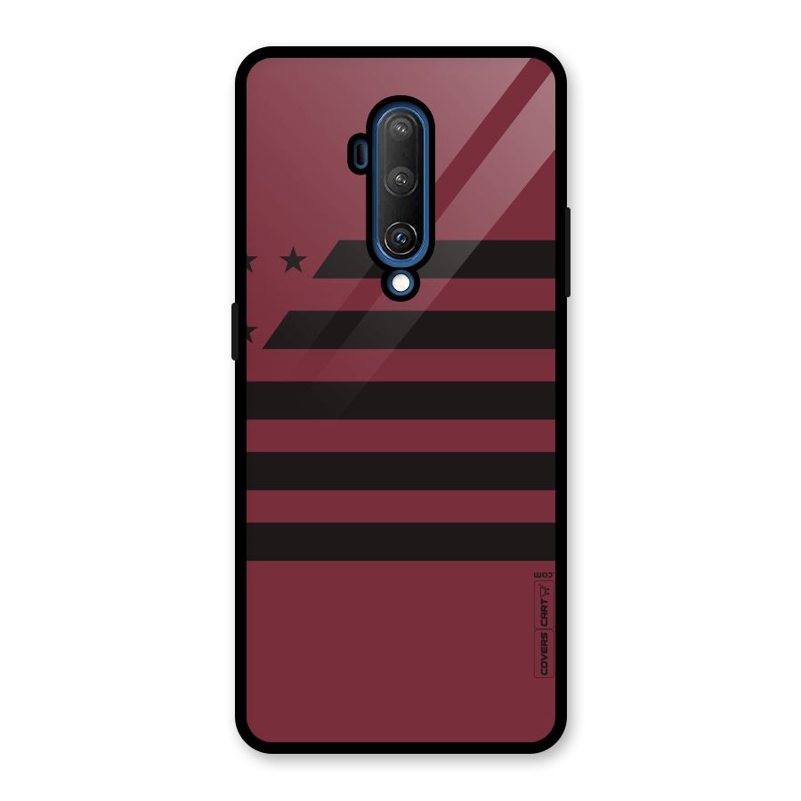 Maroon Star Striped Glass Back Case for OnePlus 7T Pro