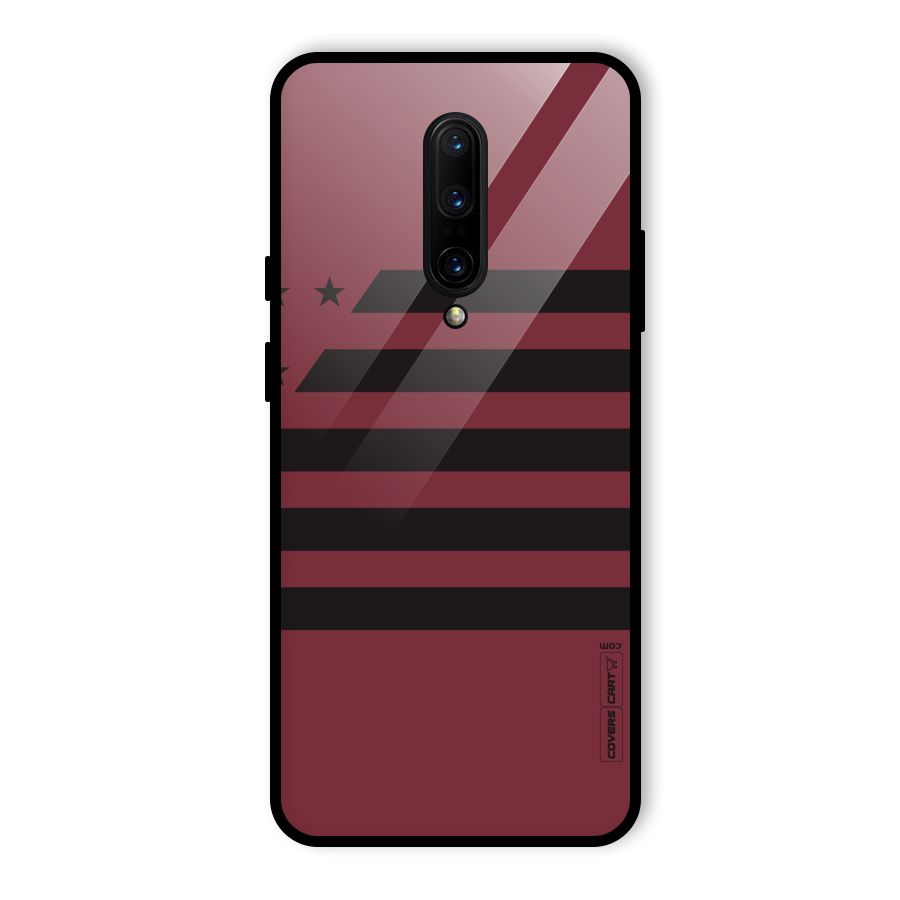 Maroon Star Striped Glass Back Case for OnePlus 7 Pro