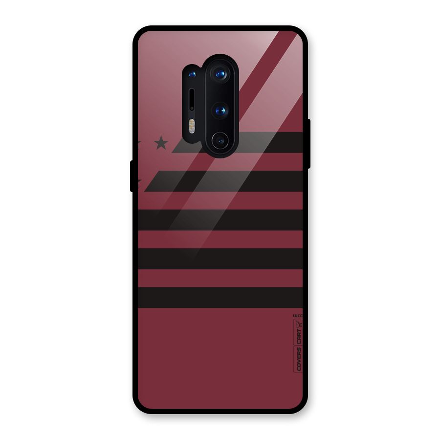 Maroon Star Striped Glass Back Case for OnePlus 8 Pro