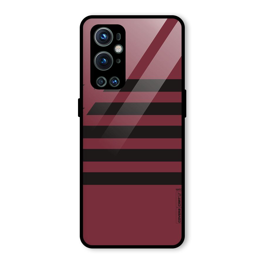Maroon Star Striped Glass Back Case for OnePlus 9 Pro