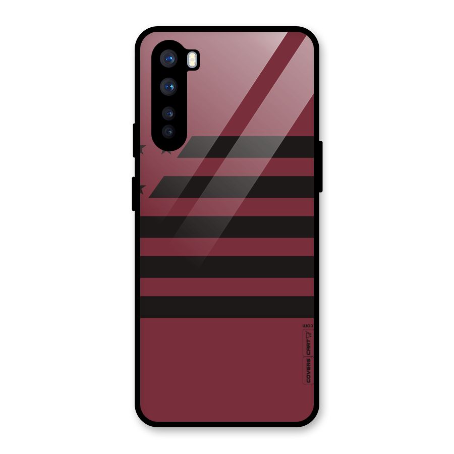 Maroon Star Striped Glass Back Case for OnePlus Nord