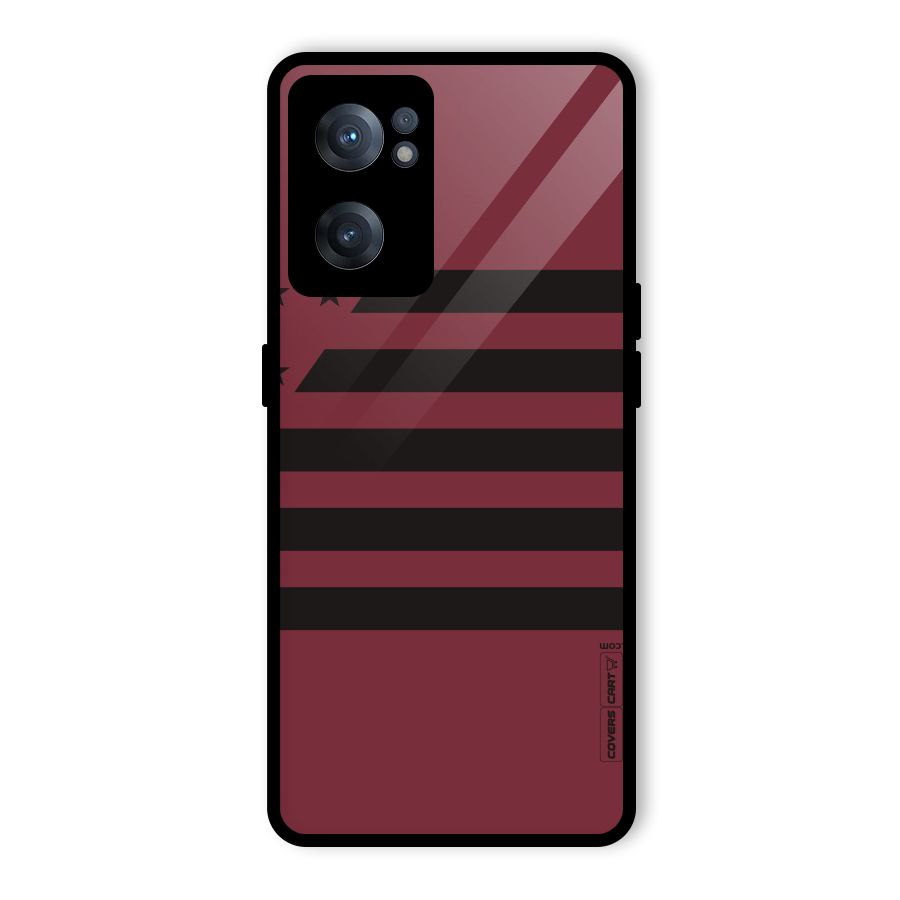 Maroon Star Striped Glass Back Case for OnePlus Nord CE 2 5G