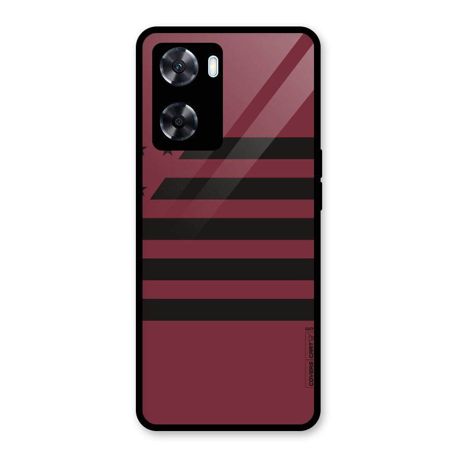 Maroon Star Striped Glass Back Case for Oppo A77