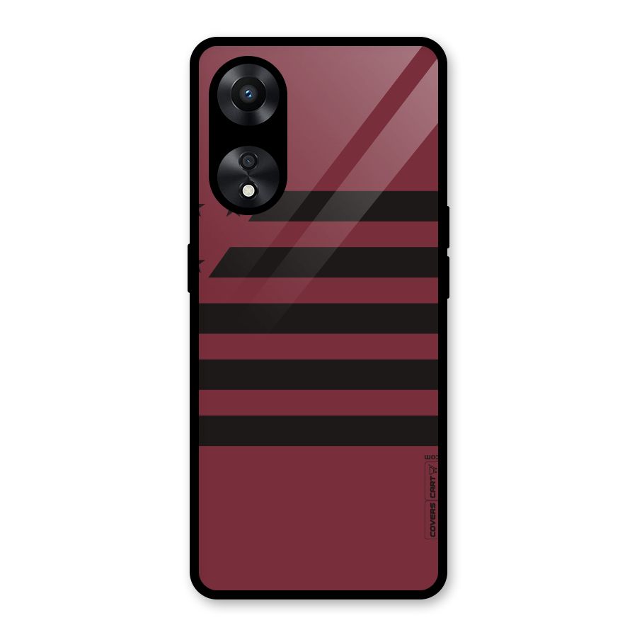 Maroon Star Striped Glass Back Case for Oppo A78