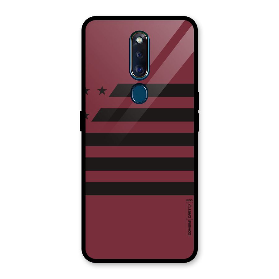 Maroon Star Striped Glass Back Case for Oppo F11 Pro