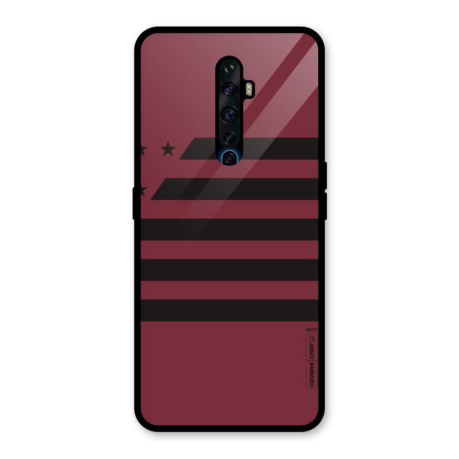 Maroon Star Striped Glass Back Case for Oppo Reno2 Z