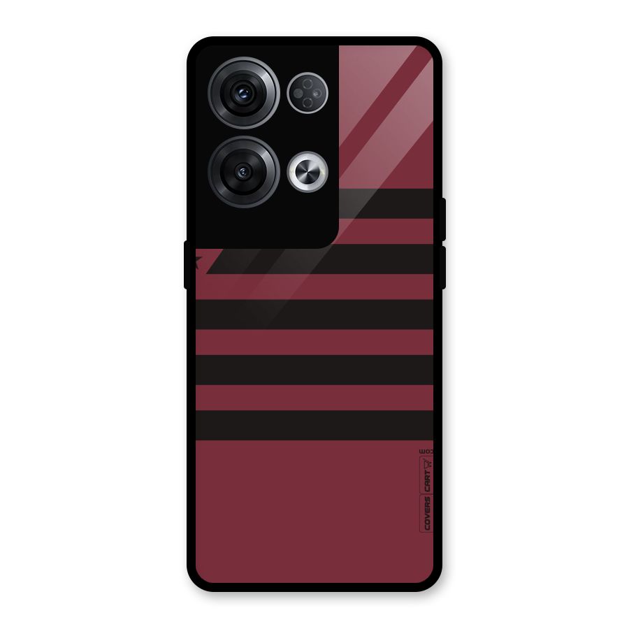 Maroon Star Striped Glass Back Case for Oppo Reno8 Pro 5G
