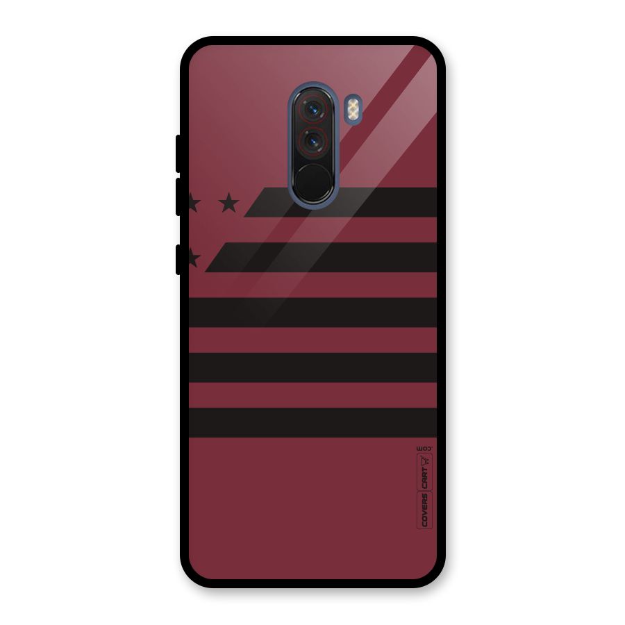 Maroon Star Striped Glass Back Case for Poco F1