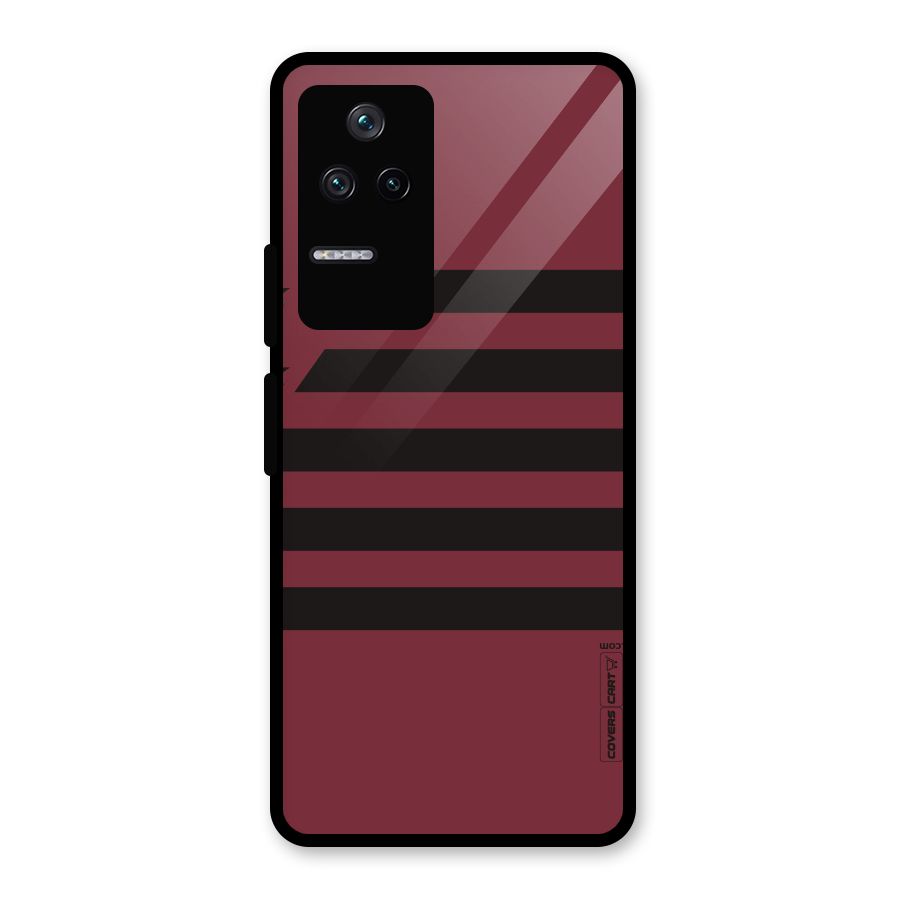 Maroon Star Striped Glass Back Case for Poco F4 5G