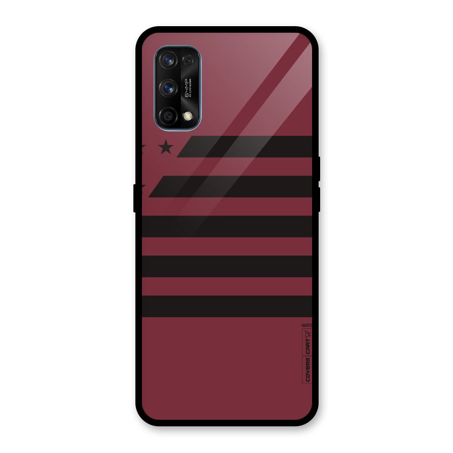 Maroon Star Striped Glass Back Case for Realme 7 Pro