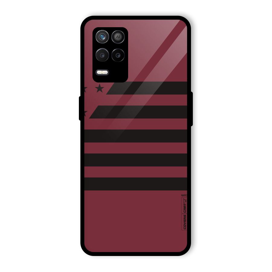 Maroon Star Striped Glass Back Case for Realme 9 5G