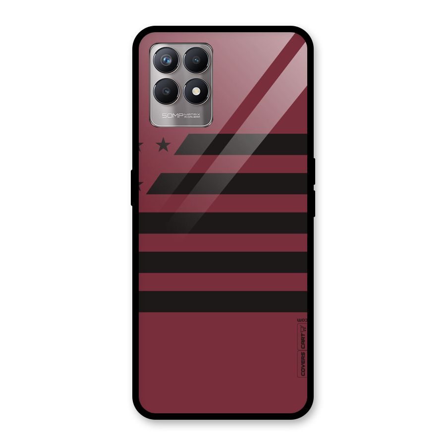 Maroon Star Striped Glass Back Case for Realme Narzo 50