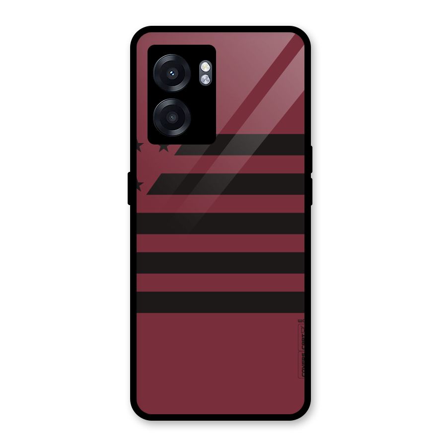 Maroon Star Striped Glass Back Case for Realme Narzo 50 5G