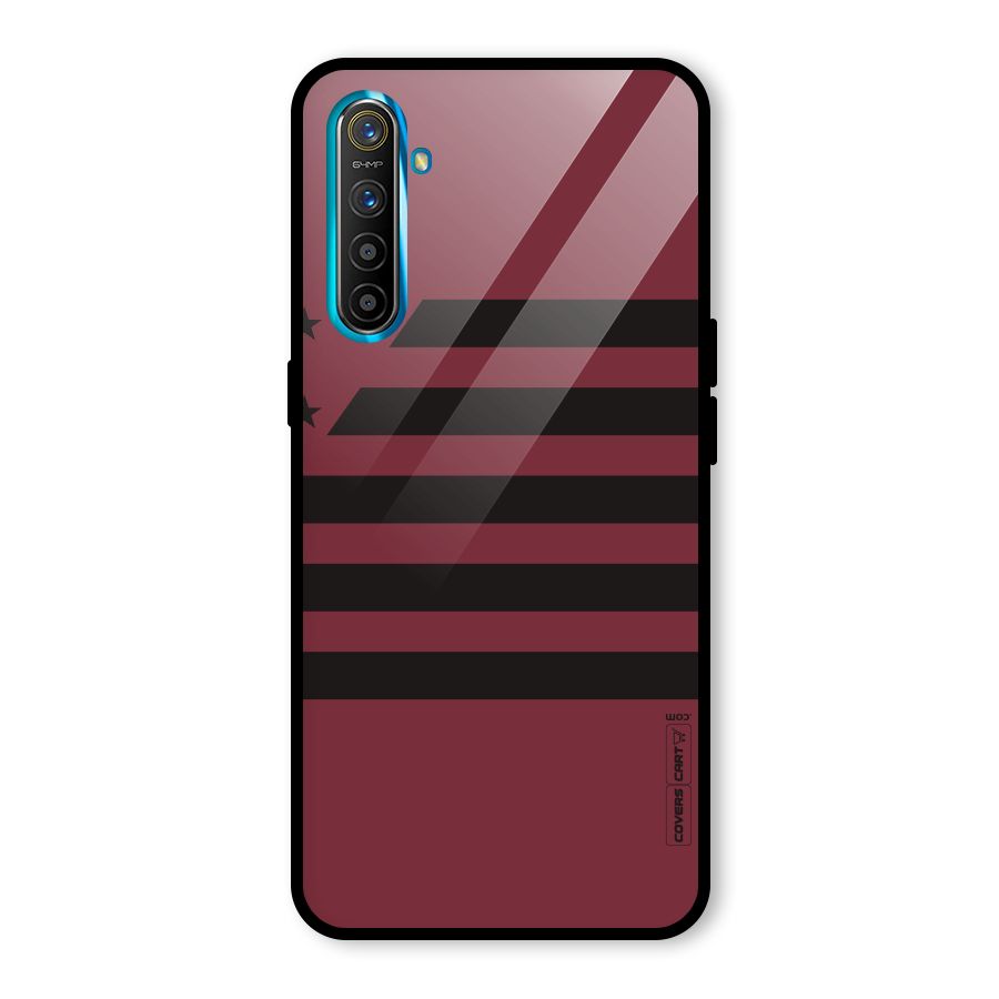 Maroon Star Striped Glass Back Case for Realme X2