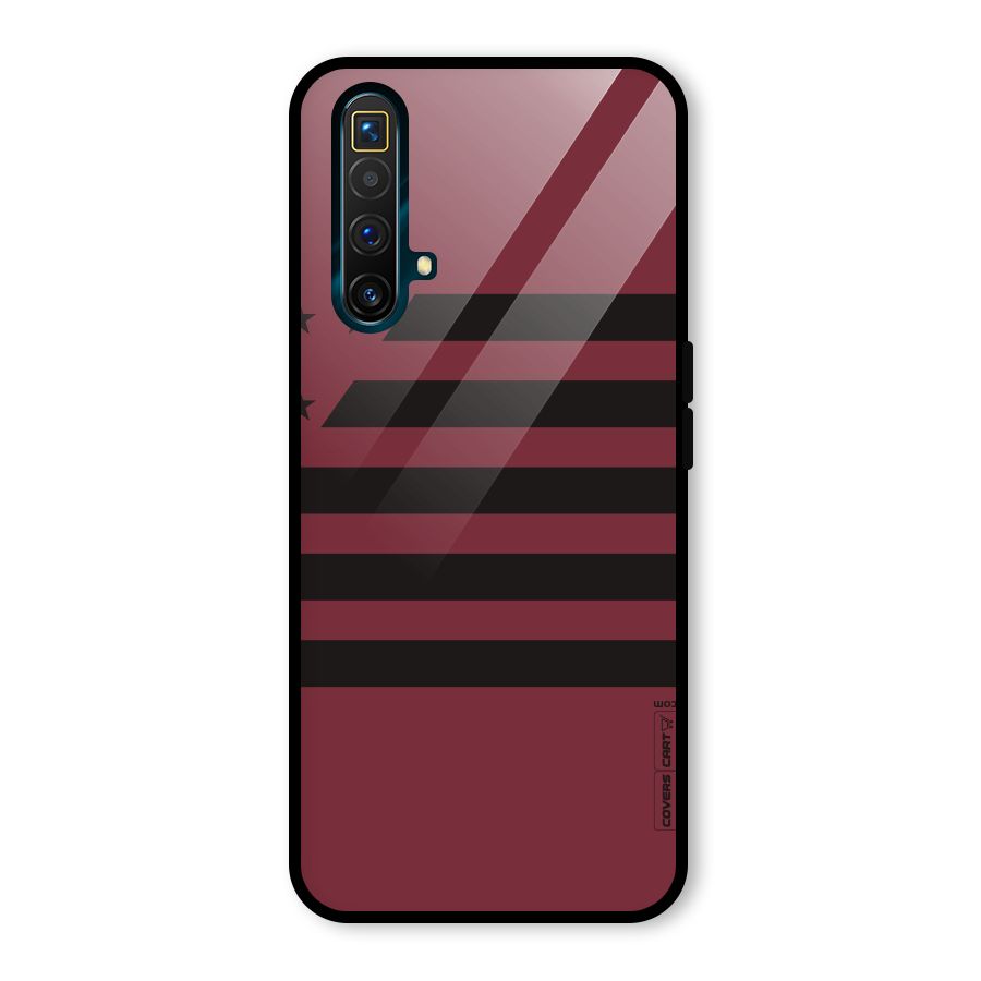 Maroon Star Striped Glass Back Case for Realme X3 SuperZoom