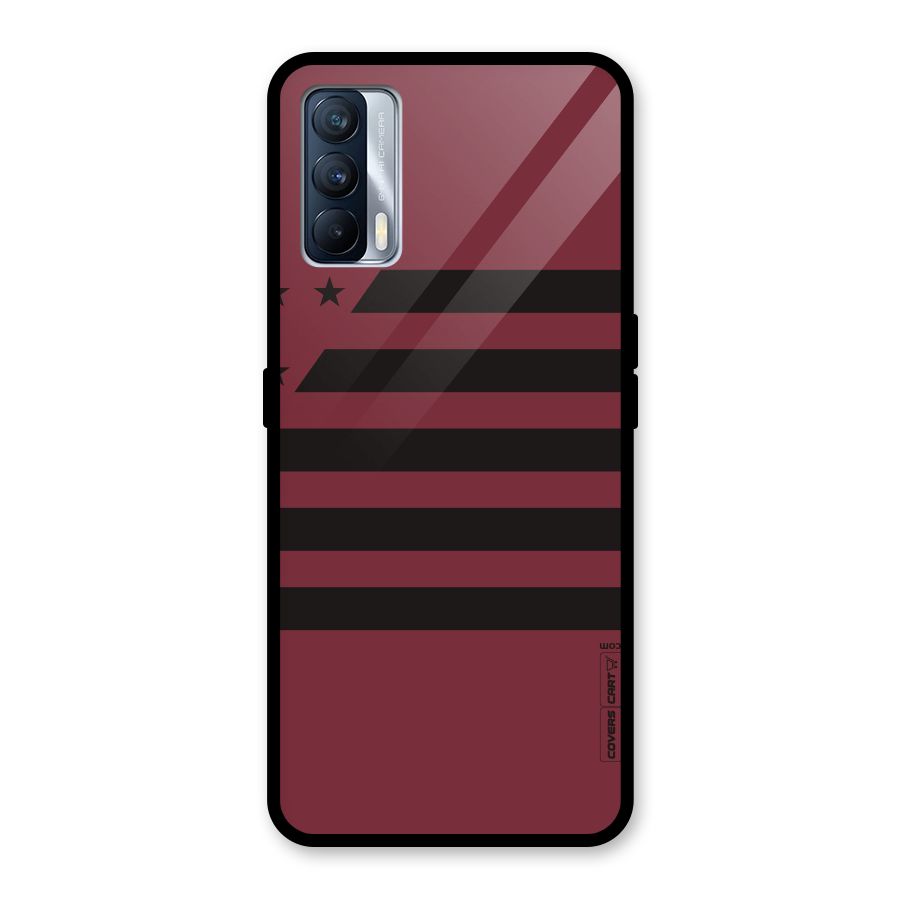 Maroon Star Striped Glass Back Case for Realme X7
