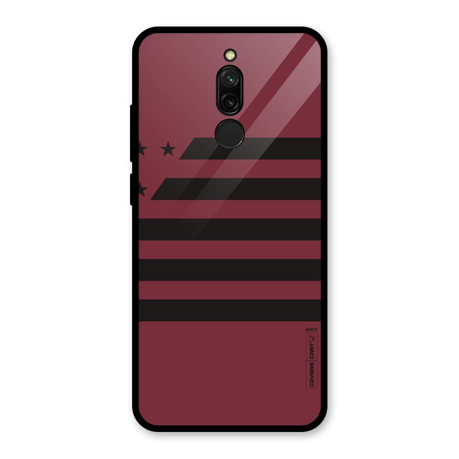 Maroon Star Striped Glass Back Case for Redmi 8
