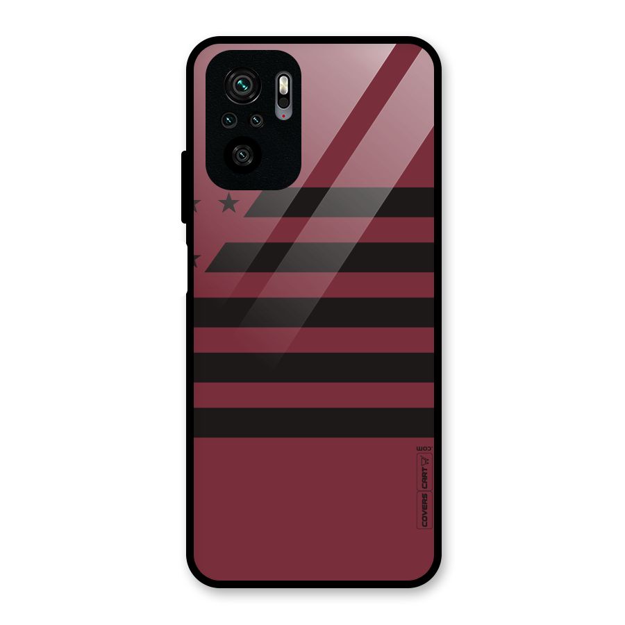 Maroon Star Striped Glass Back Case for Redmi Note 10S