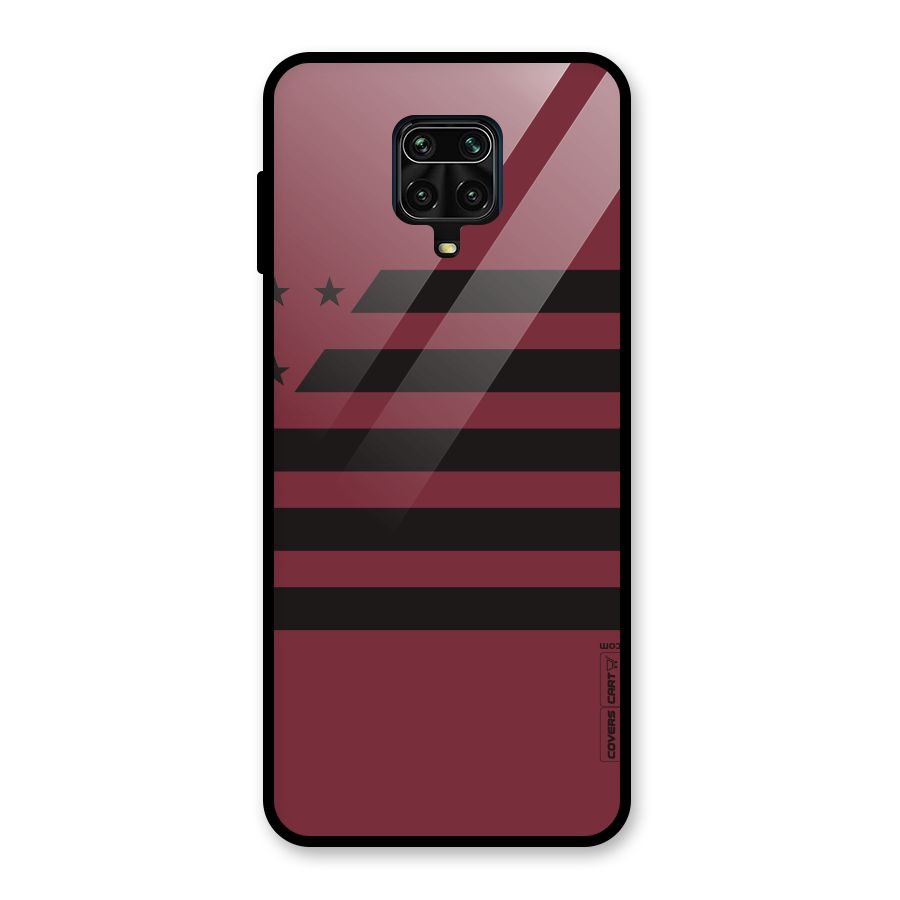 Maroon Star Striped Glass Back Case for Redmi Note 10 Lite