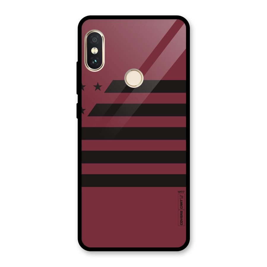 Maroon Star Striped Glass Back Case for Redmi Note 5 Pro