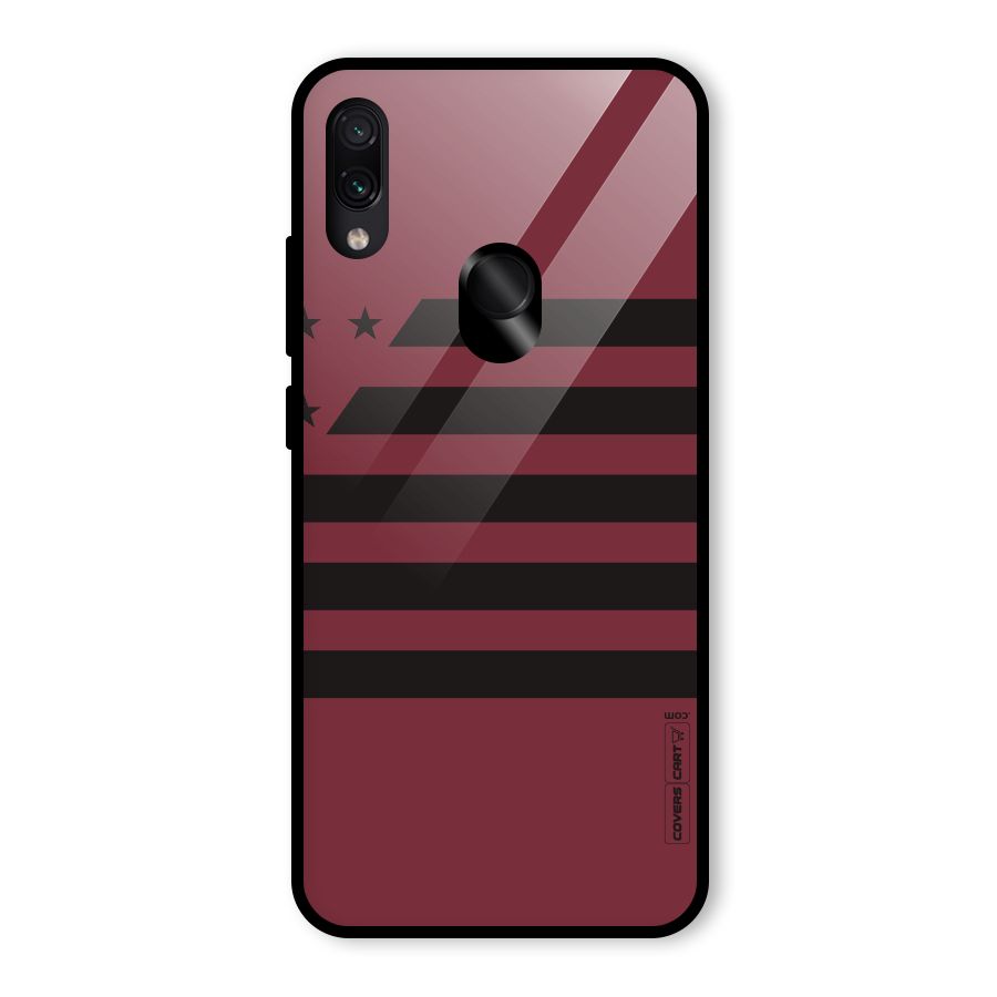 Maroon Star Striped Glass Back Case for Redmi Note 7