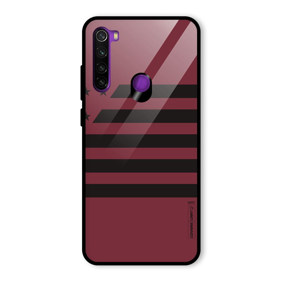 Maroon Star Striped Glass Back Case for Redmi Note 8