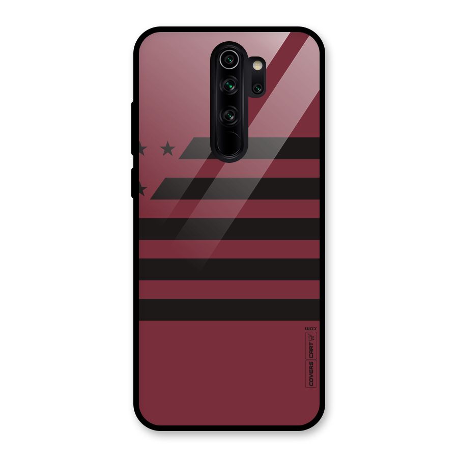 Maroon Star Striped Glass Back Case for Redmi Note 8 Pro