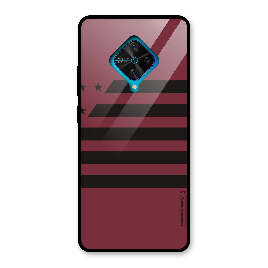 Maroon Star Striped Glass Back Case for Vivo S1 Pro