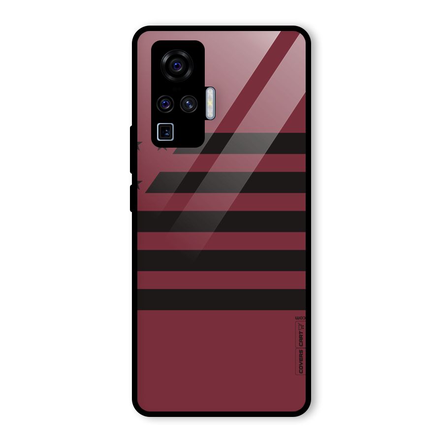 Maroon Star Striped Glass Back Case for Vivo X50 Pro