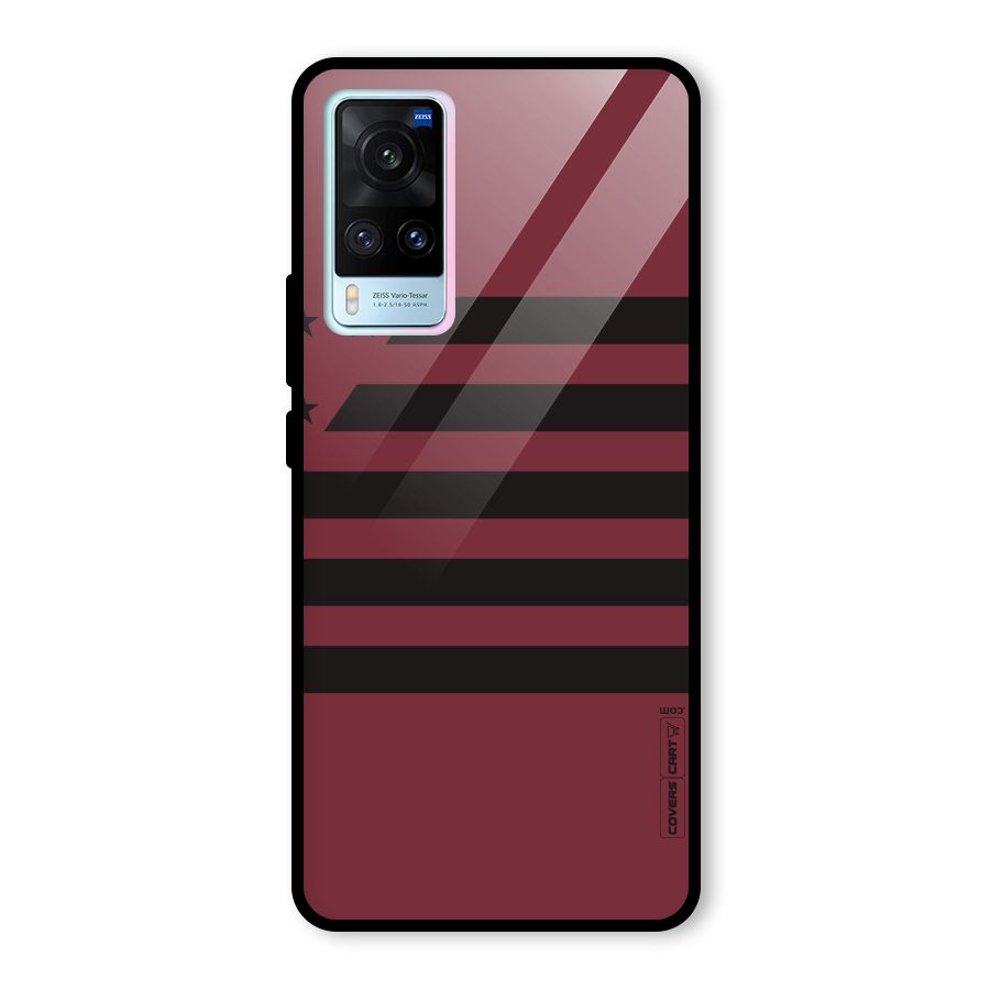 Maroon Star Striped Glass Back Case for Vivo X60