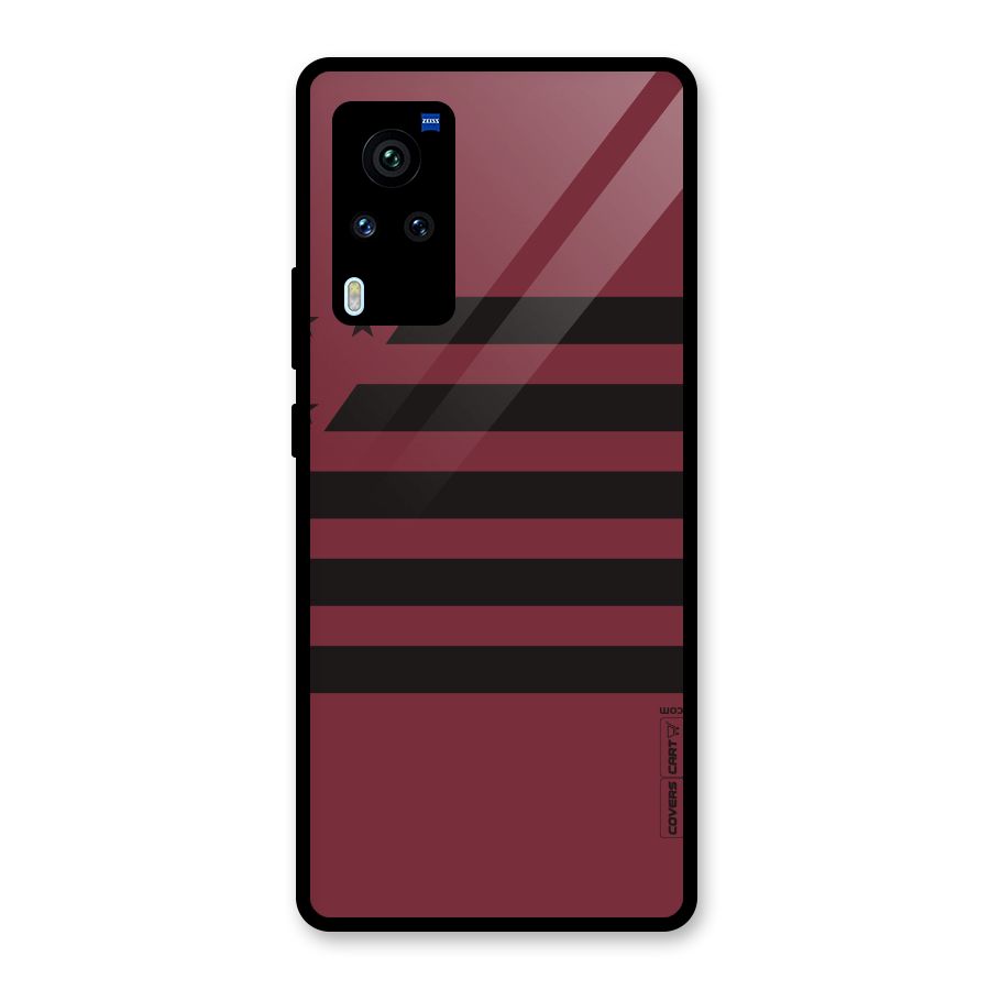 Maroon Star Striped Glass Back Case for Vivo X60 Pro