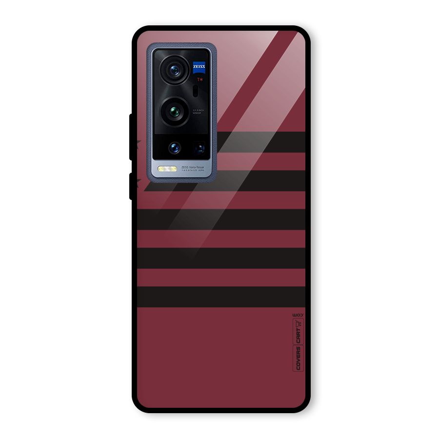 Maroon Star Striped Glass Back Case for Vivo X60 Pro Plus